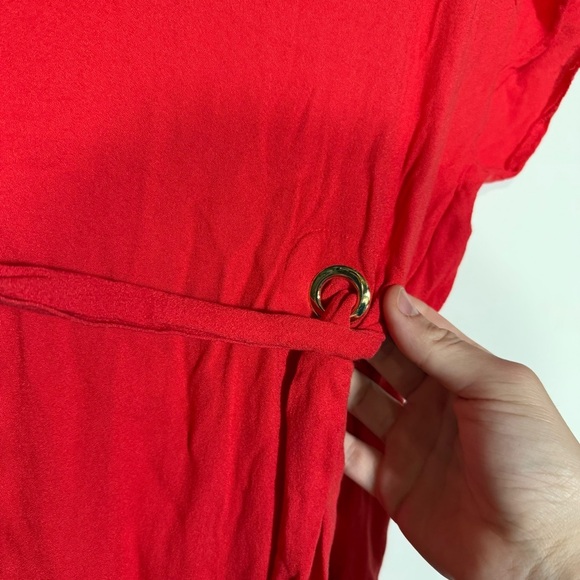 Seraphine Coral Belted Maternity Dress Woven Viscose Size 6 Short Sleeve - Picture 9 of 15